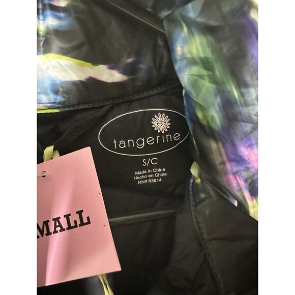 Tangerine Puffer Vest Packable Black Multi Color Watercolor Size Small Women’s - Picture 4 of 8
